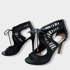 Dolce Vita Lace up Black Suede Heels 8.5